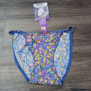 New Vintage Jordache 100% Washable Silk String Floral Bikini Panties Size 5